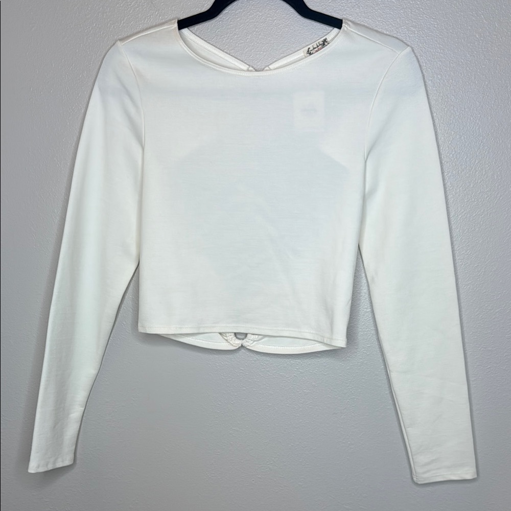 NWT Free‎ People Cream Fitted Long Sleeve Top with open back - medium